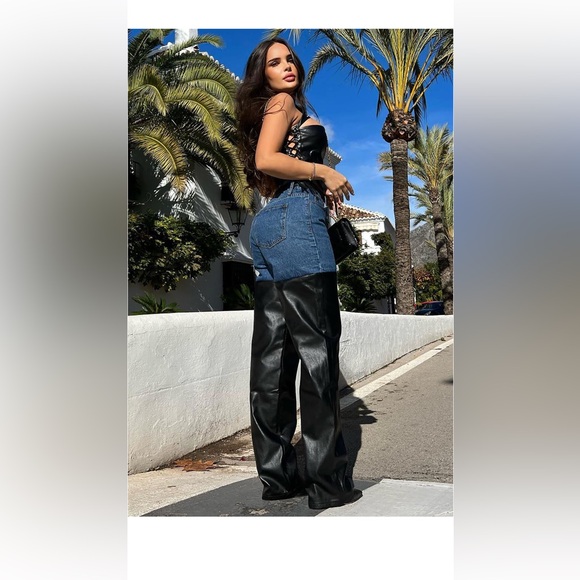 Fashion nova size 15 (NOT JUNIORS) faux leather jeans - Picture 1 of 3